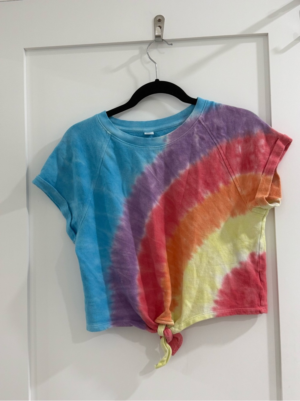 Gap multicolor tie dye boxy oversized tie front crop top (read)